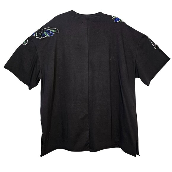 Popeye Sequin Applique Graphic Tee Y2K Maximalist Cartoon Shirt Sz M/L Abbandono - Picture 7 of 10